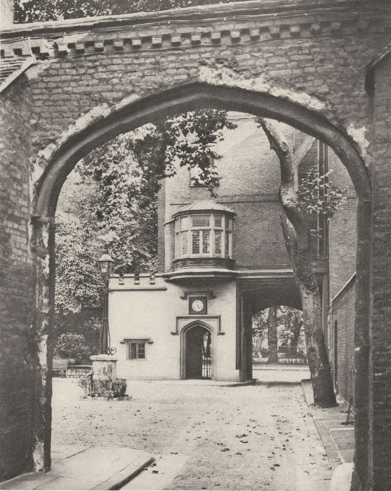 LONDON. Entrance courtyard and gateway of The Charterhouse 1926 old print